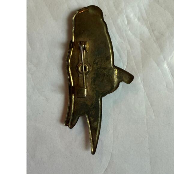 Vintage Parrot Bird  Enamel Brooch Pin Goldtone 1980s - Picture 2 of 3